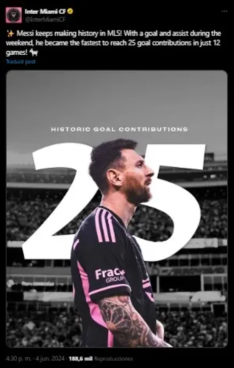 Récord de Messi. (Foto: X / @InterMiamiCF)