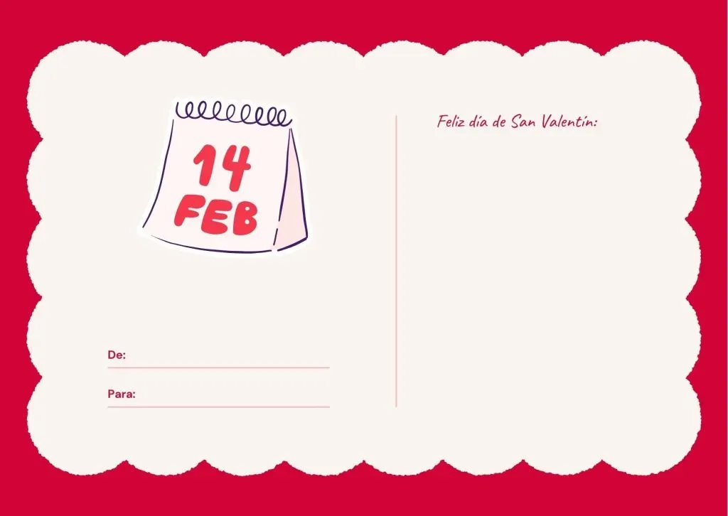 Tarjetas de San Valentín para imprimir y rellenar