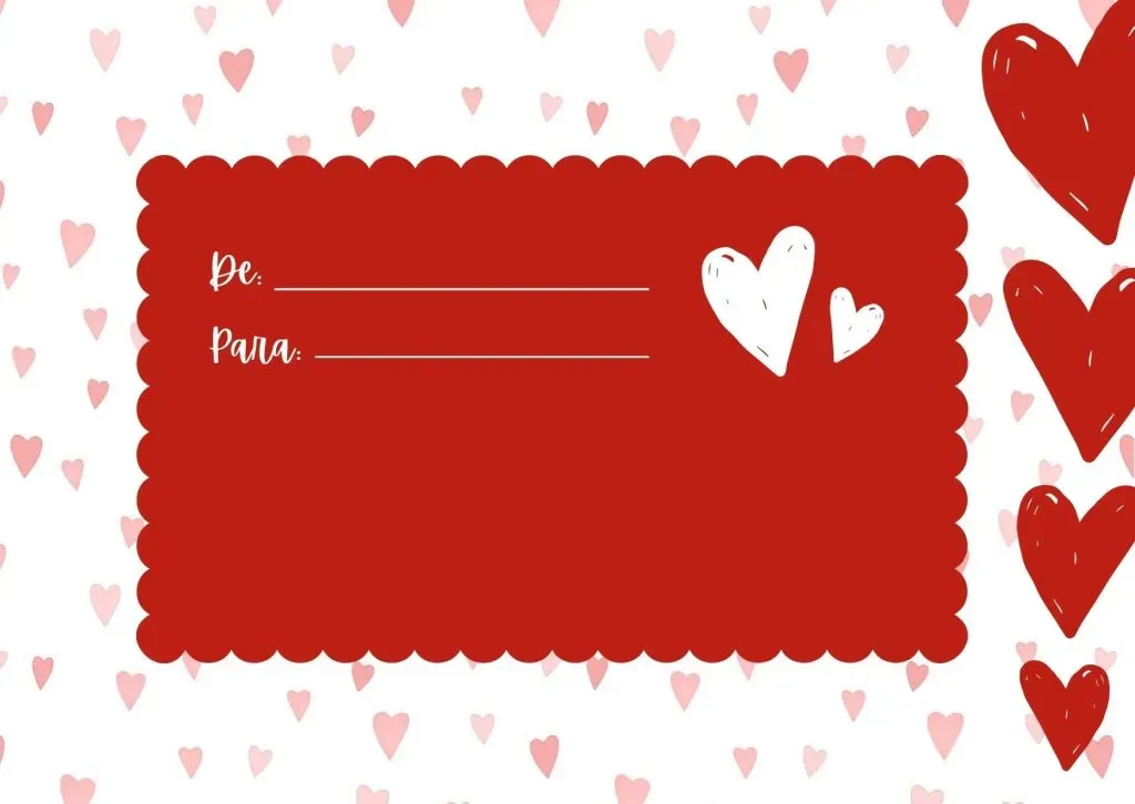 Tarjetas de San Valentín para imprimir y rellenar