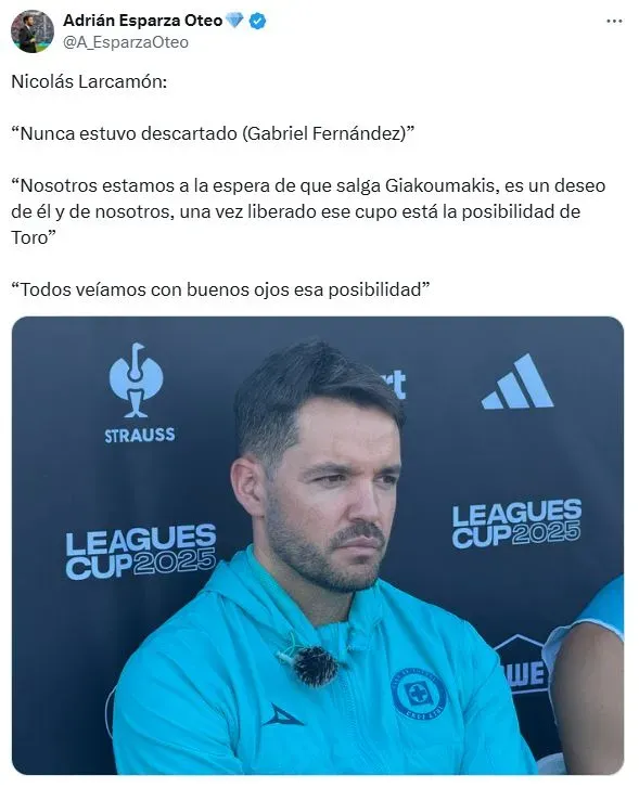 Nicolás Larcamón explicó por qué no usó a Giorgos Giakoumakis en Cruz Azul (X)
