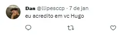 Torcida comenta sobre Hugo