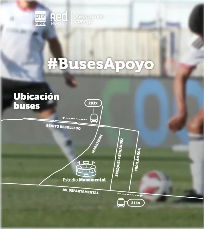 Red Movilidad pondrá buses de apoyo para los hinchas de Colo Colo.