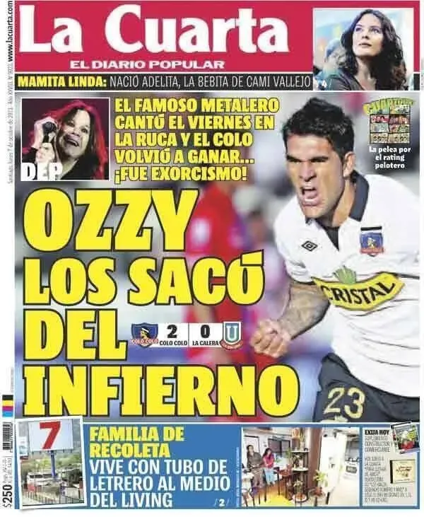 La portada de La Cuarta con el recuerdo de Ozzy por el Monumental