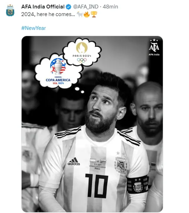 La publicación con la que AFA India le abrió la puerta a la posibilidad de que Lionel Messi sea parte de la Selección Argentina que podría participar de los Juegos Olímpicos de París 2024.
