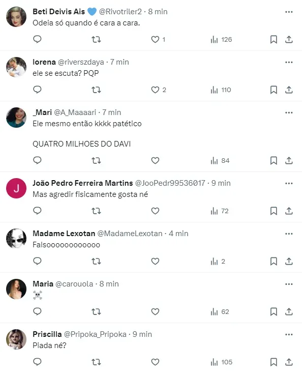 Internautas comentam sobre conversa de Rodriguinho e Deniziane – Foto: Twitter