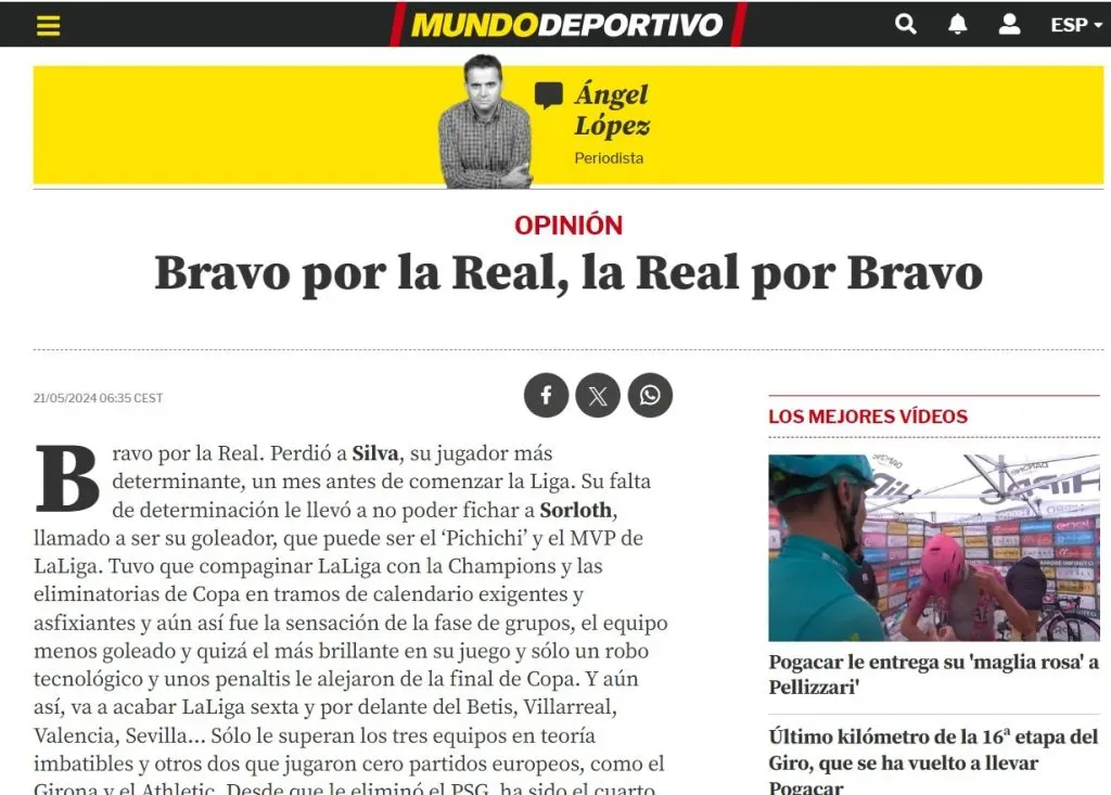 Parte de la columna de Mundo Deportivo contra Claudio Bravo (Captura)