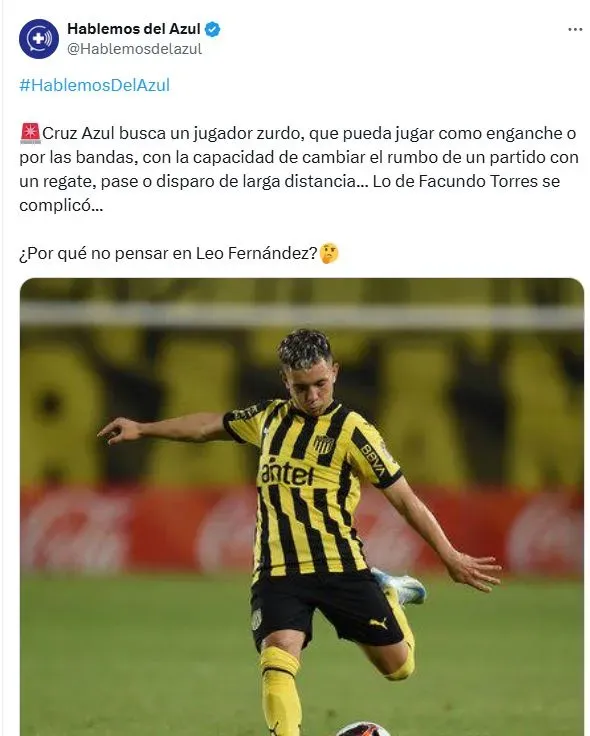 El fichaje que propuso la afición de Cruz Azul por Facundo Torres (X)