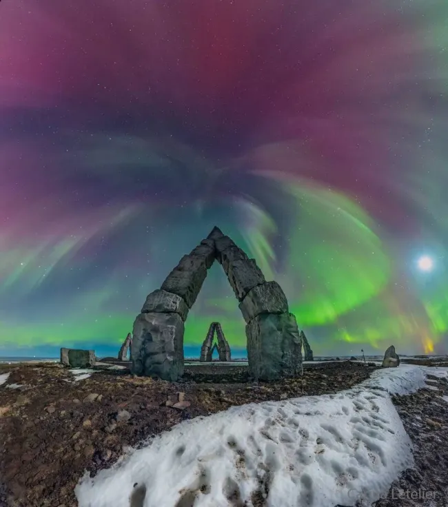 Fotografía de una aurora boreal