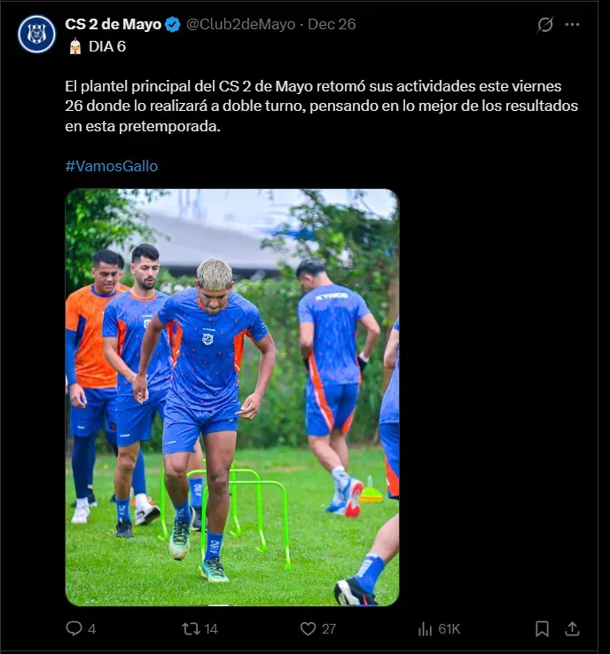 Fuente: @Club2deMayo