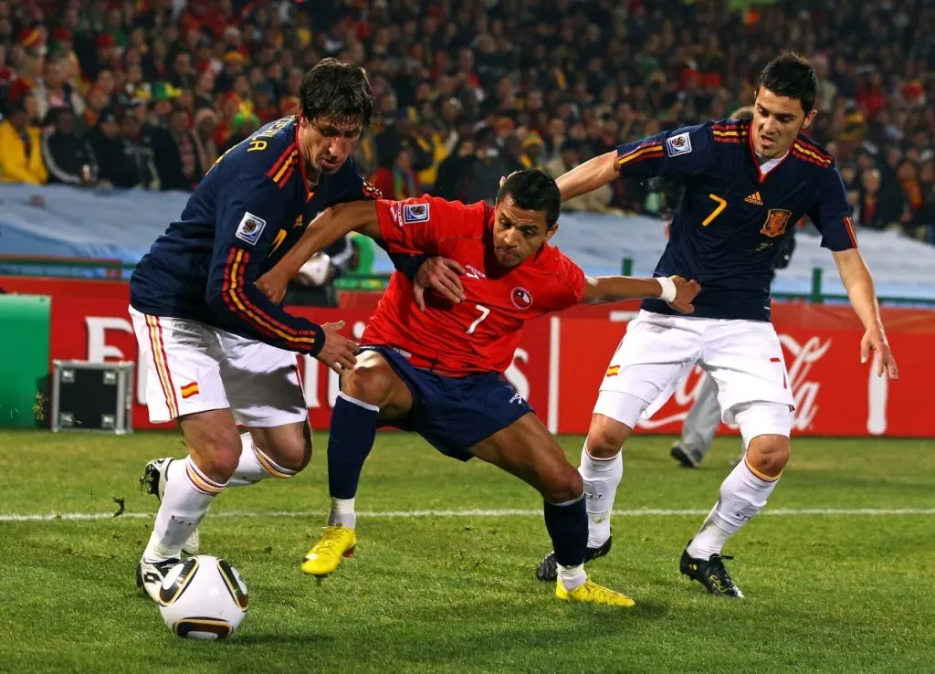 David Villa enfrentó con España a Alexis Sánchez y Chile en Sudáfrica 2010 (Getty Images)