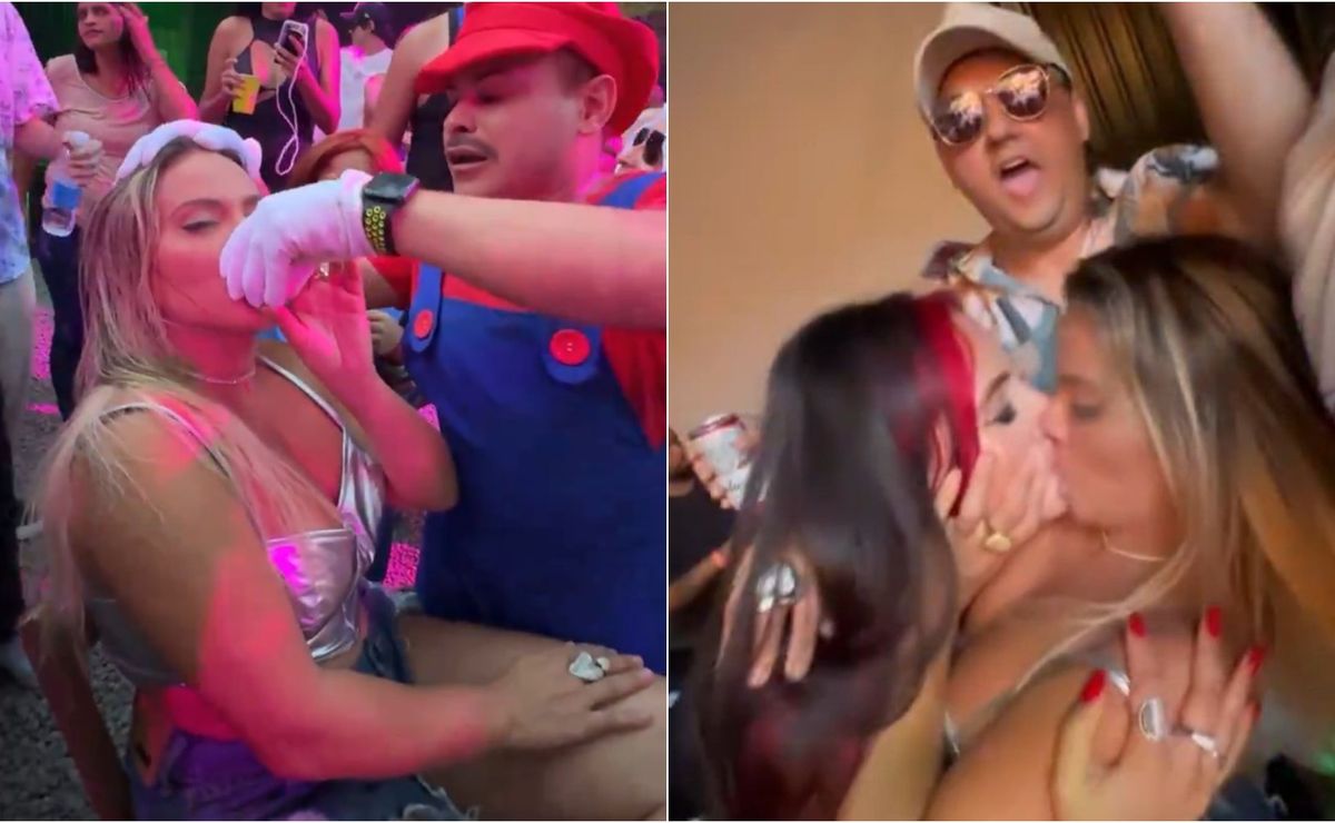 A Fazenda 15: Após anunciar o término com Cezar Black, KALLY BEIJA ALICIA em festa com ex-peões: “Ué, e o Black?”