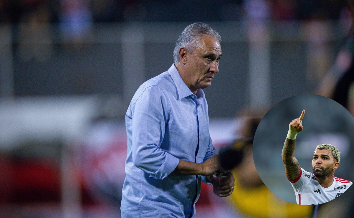 Câmeras registram Tite e Gabigol se reconciliando após gol do Flamengo.