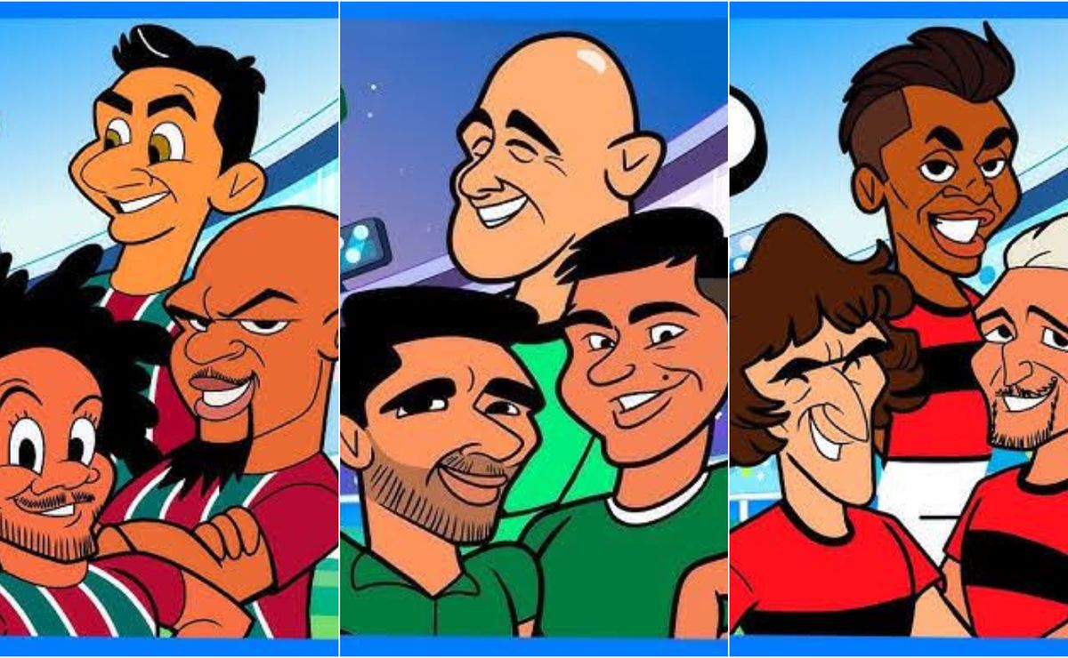 Flamengo, Fluminense e Palmeiras são transformados em desenhos animados após conquistas na Libertadores.