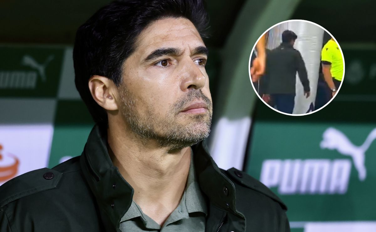 Câmeras flagram revolta de Abel Ferreira ao chutar microfone após Palmeiras x Grêmio
