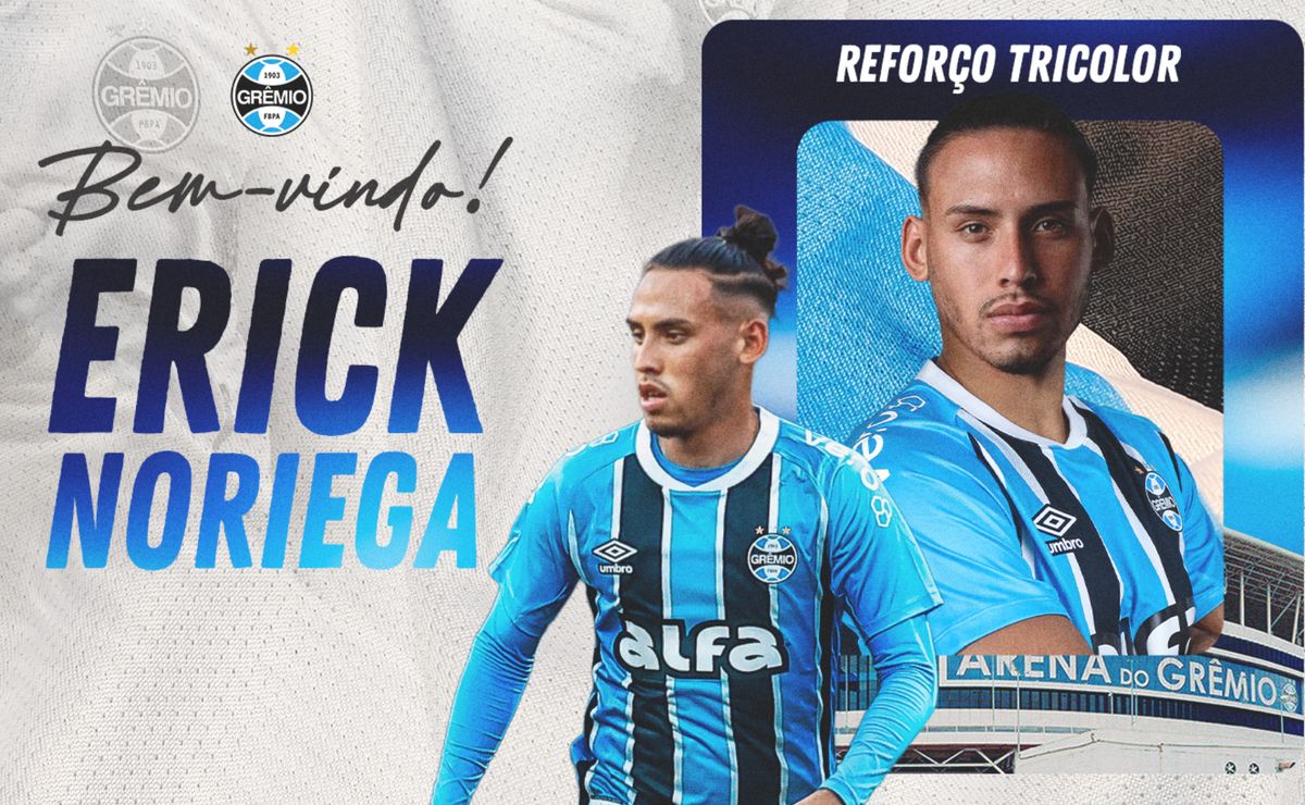 Grêmio anuncia o volante Erick Noriega com contrato até 2028
