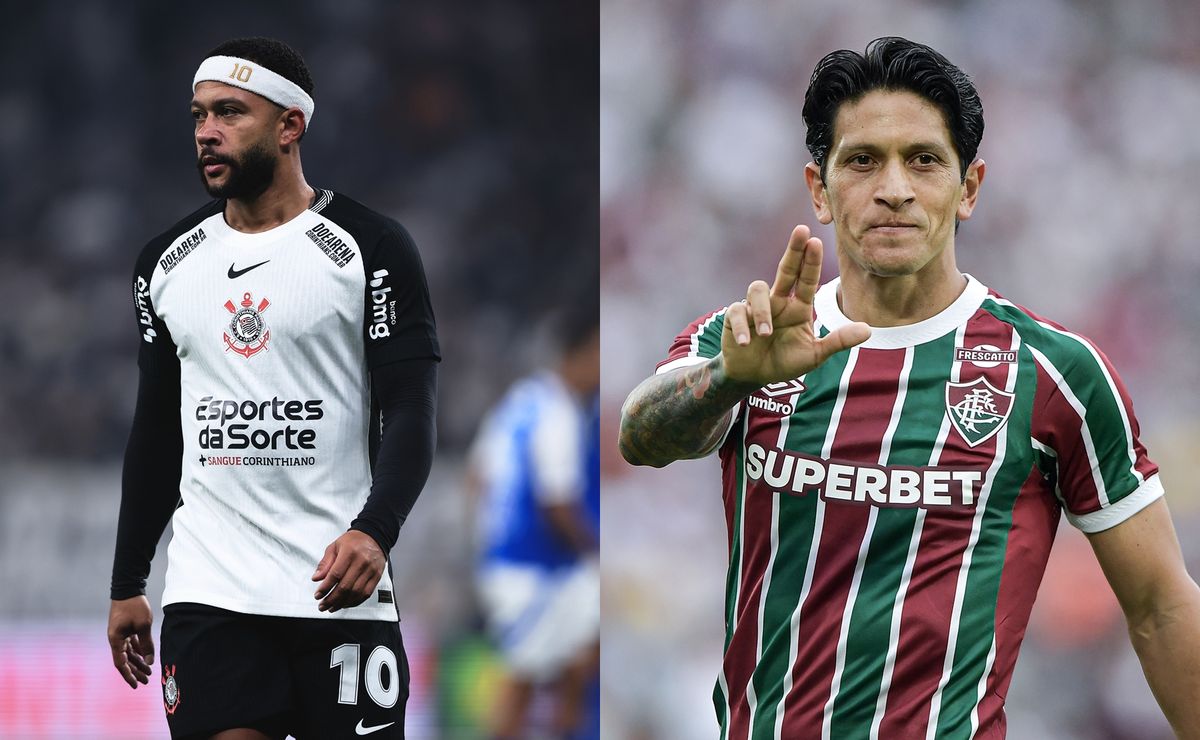Memphis, com a camisa do Corinthians, tem 57,89% menos gols que Cano, do Fluminense, no ano