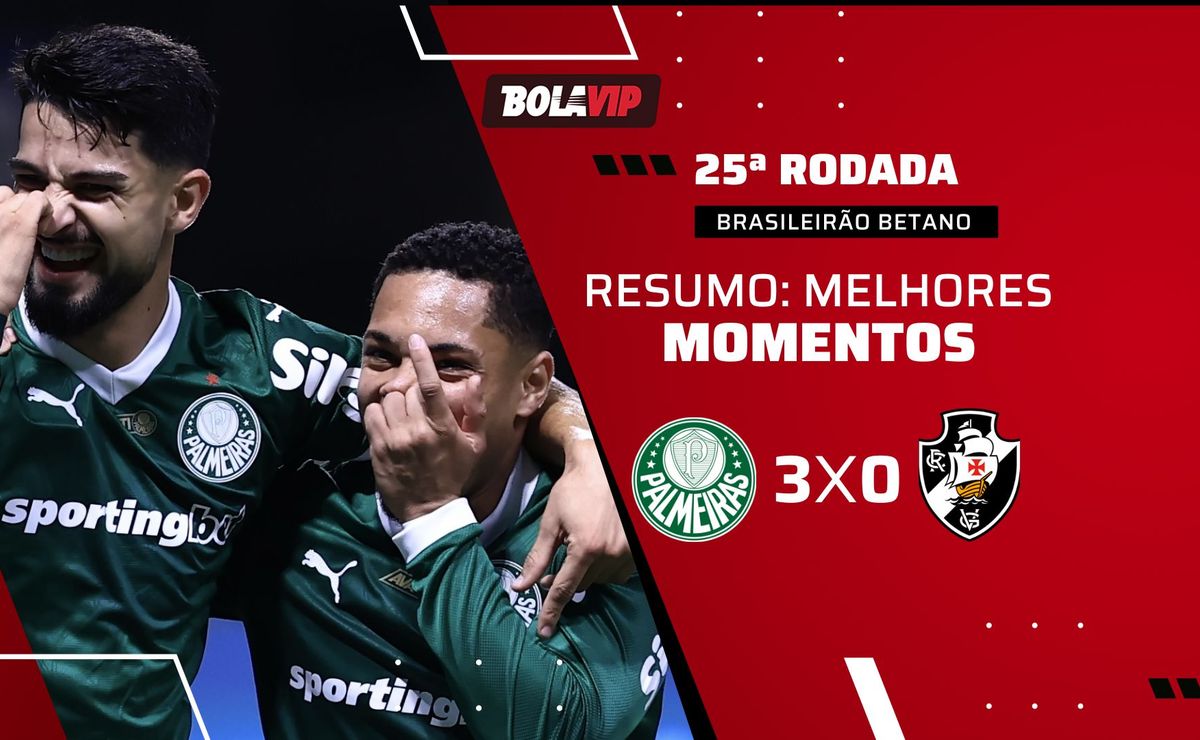 Palmeiras 3 x 0 Vasco: resumo completo do jogo pelo Brasileirão Betano