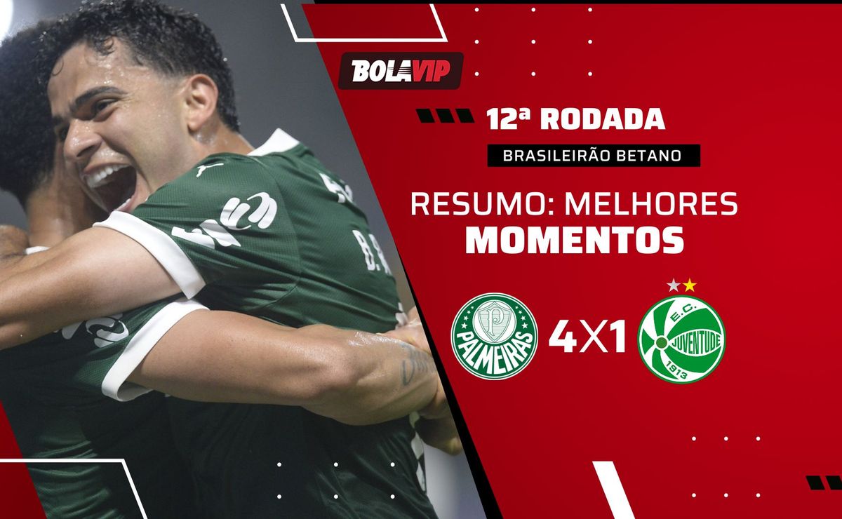 Palmeiras 4 x 1 Juventude: resumo completo da vitória do líder isolado do Brasileirão Betano