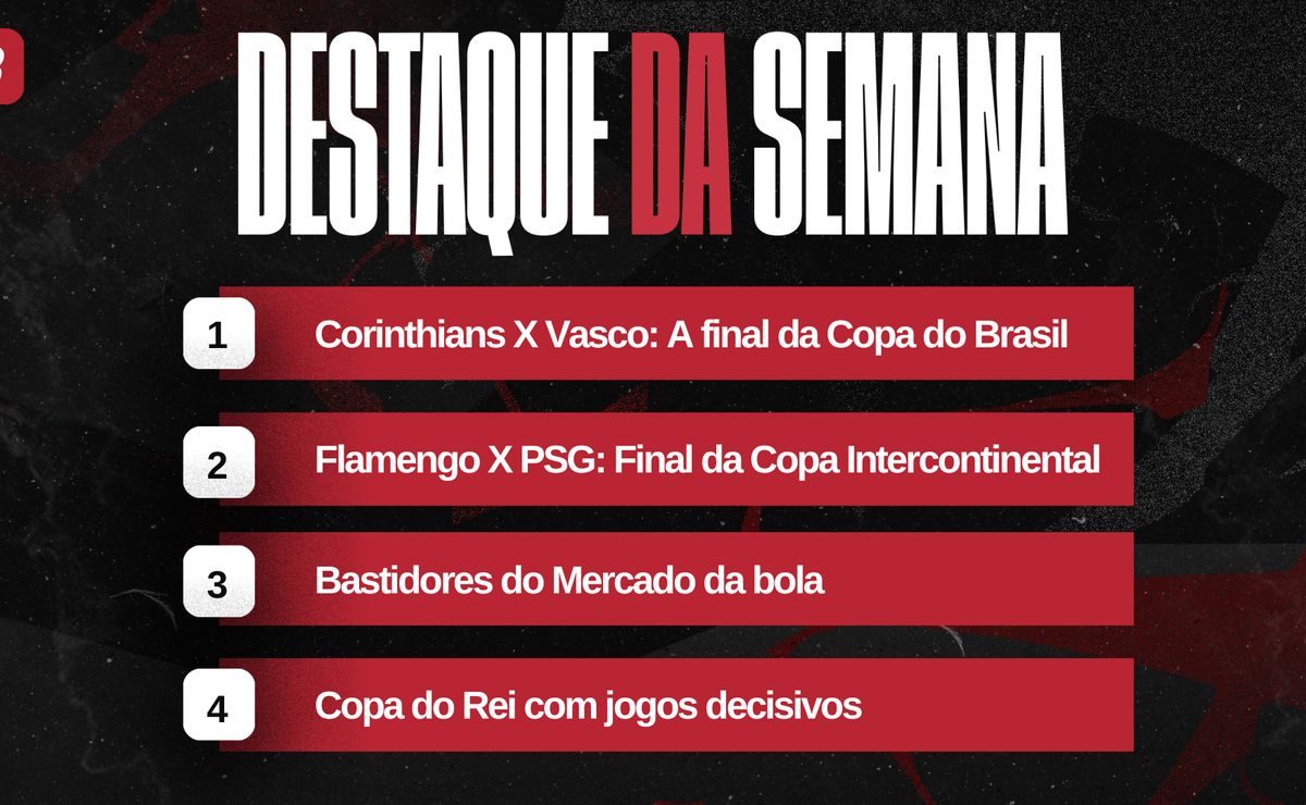 Agenda completa da semana: Finais na Copa do Brasil e Copa Intercontinental e mercado da bola movimentado