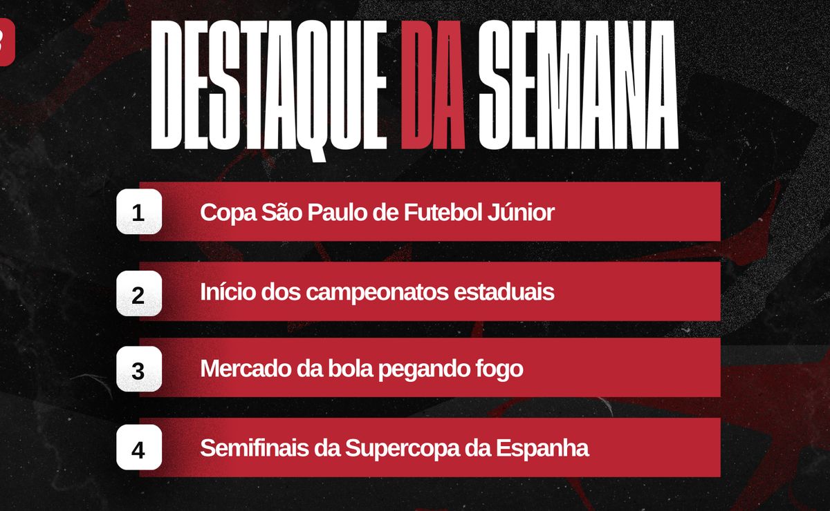 Agenda completa da semana: Copinha, início dos estaduais, Supercopa da Espanha e mercado