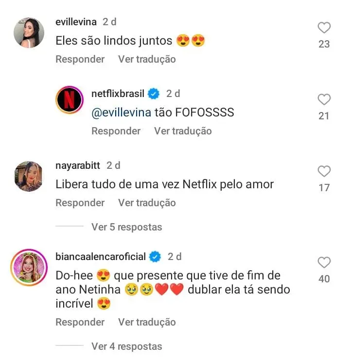 Comentários internautas – Foto: Instagram Netflix Brasil