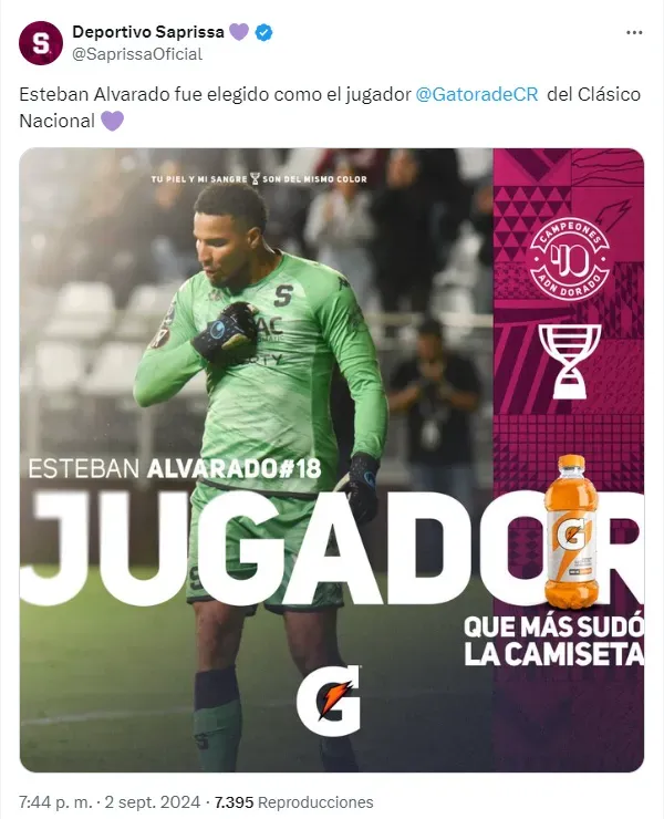 Después del clásico también se había llevado esta distinción. (Twitter)