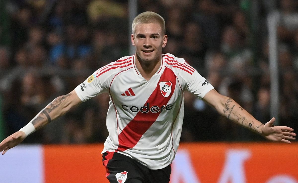 Ya es costumbre: el festejo especial de Mastantuono en cada gol que convierte con River