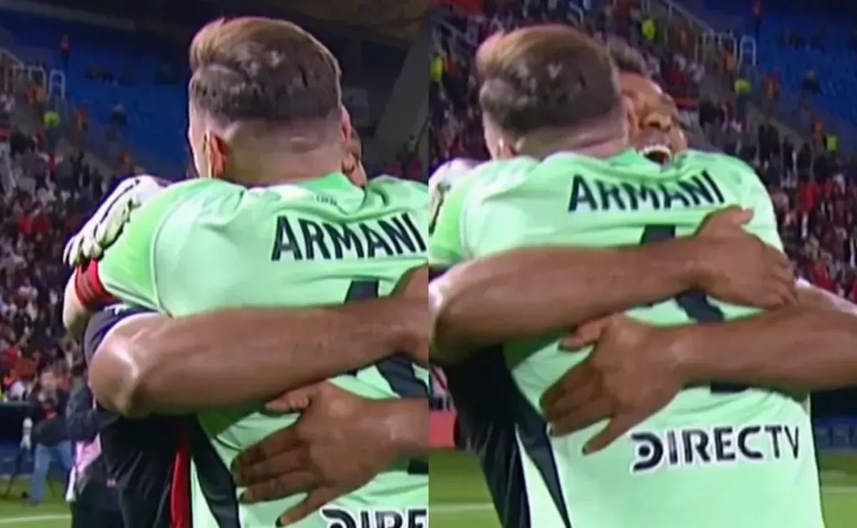 No se vio: el sentido abrazo entre risas que Armani le dio a Borja tras ser héroe vs. Unión