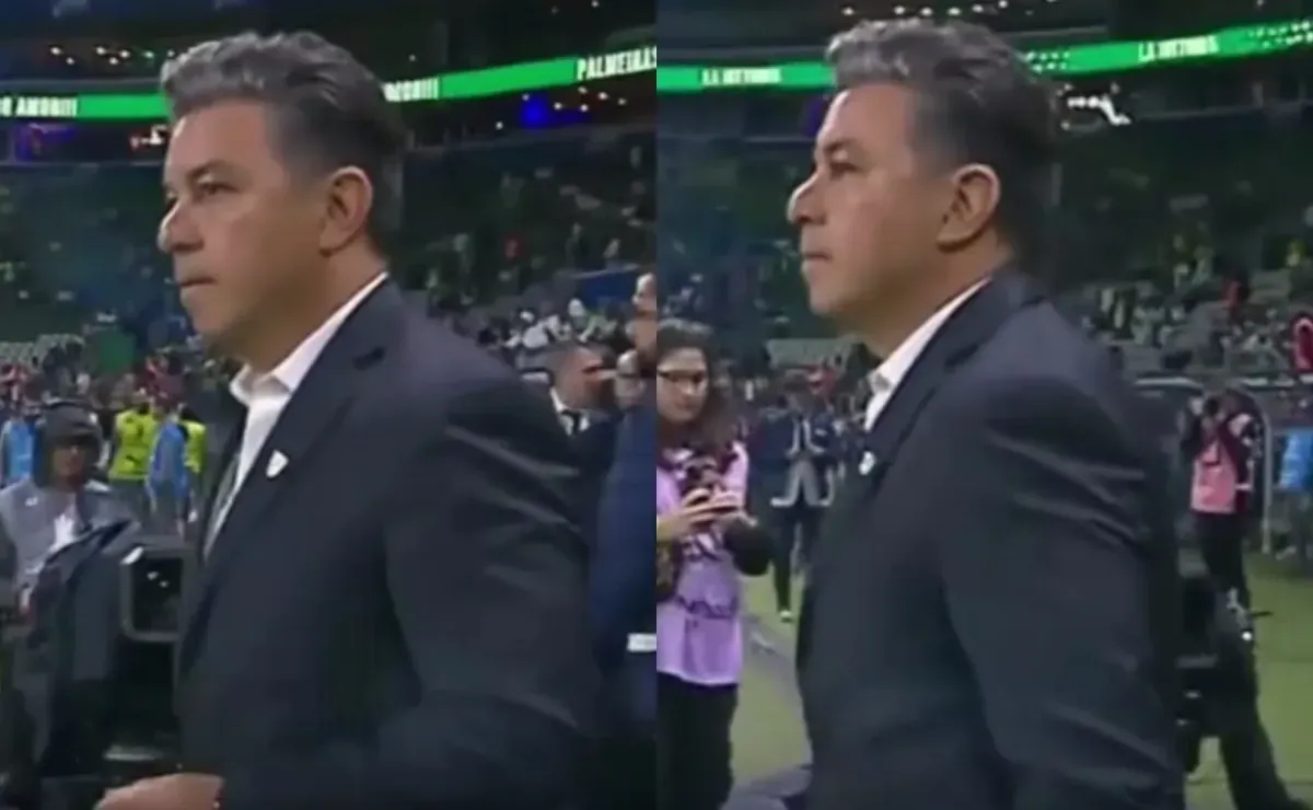 ¿Cábala? Gallardo sorprendió con un gesto a minutos del partido con Palmeiras