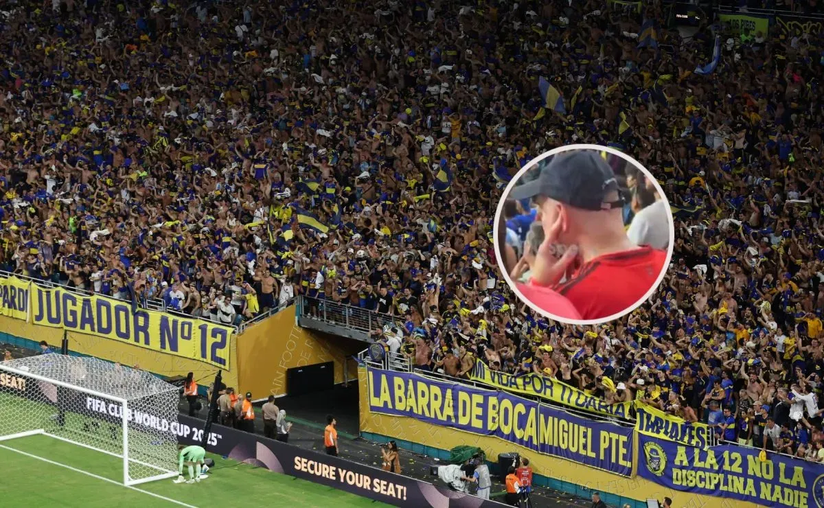 Ensordecedor: un hincha del Bayern Múnich se tapó los oídos por tantos cantitos de la gente de Boca