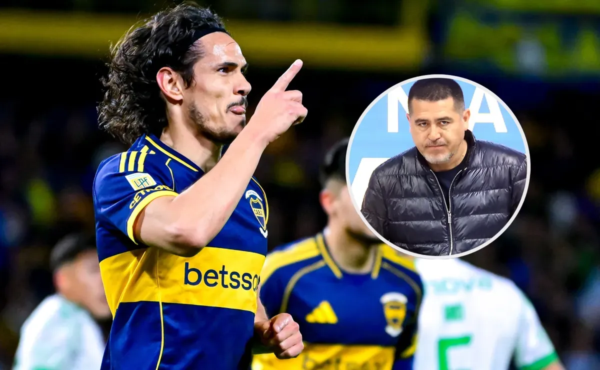 Edinson Cavani reveló qué le dijo Riquelme tras el triunfo contra Banfield: 
