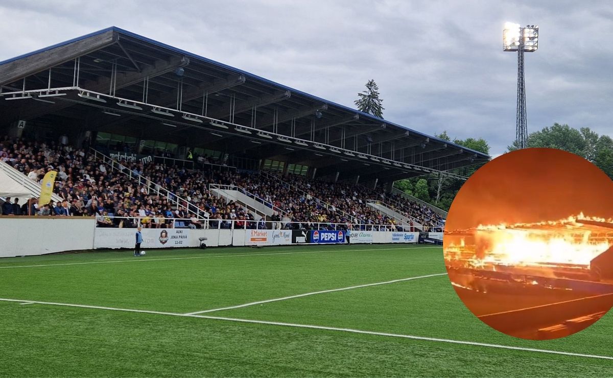 Impactantes imágenes: Incendio arrasa con estadio europeo de club recién descendido