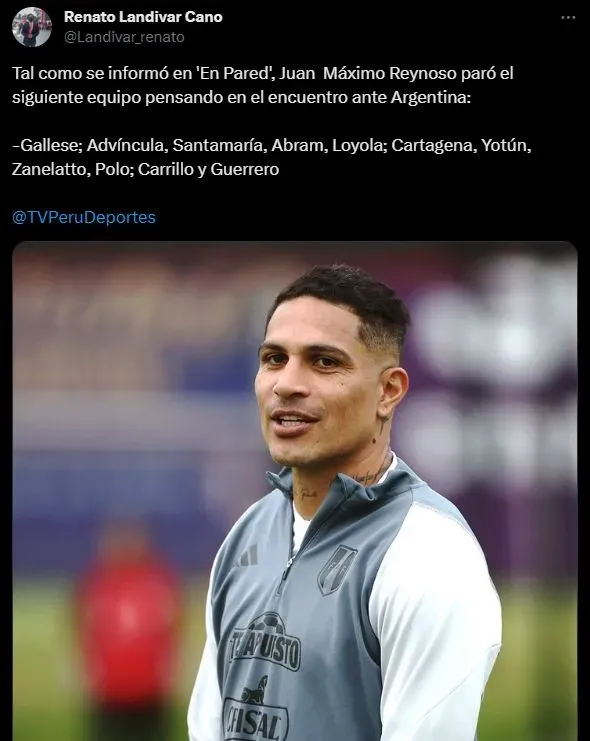 Paolo Guerrero será titular y capitán contra Argentina. (Foto: Twitter).