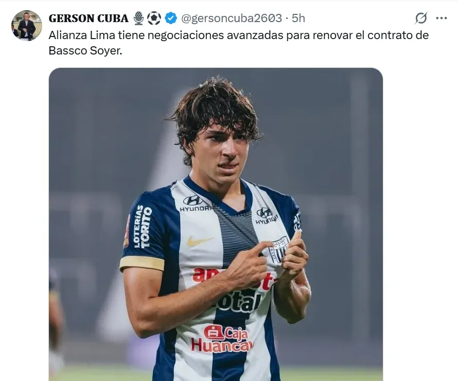 Bassco Soyer cerca de renovar con Alianza Lima.