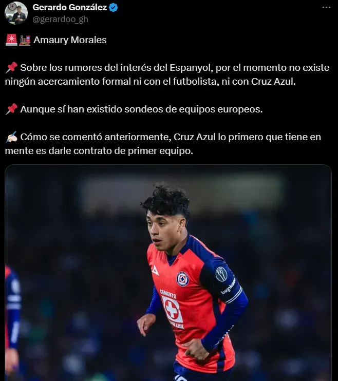 ¿Amaury Morales al Espanyol? El plan de Cruz Azul con el delantero ante el interés desde Europa. Noticias en tiempo real