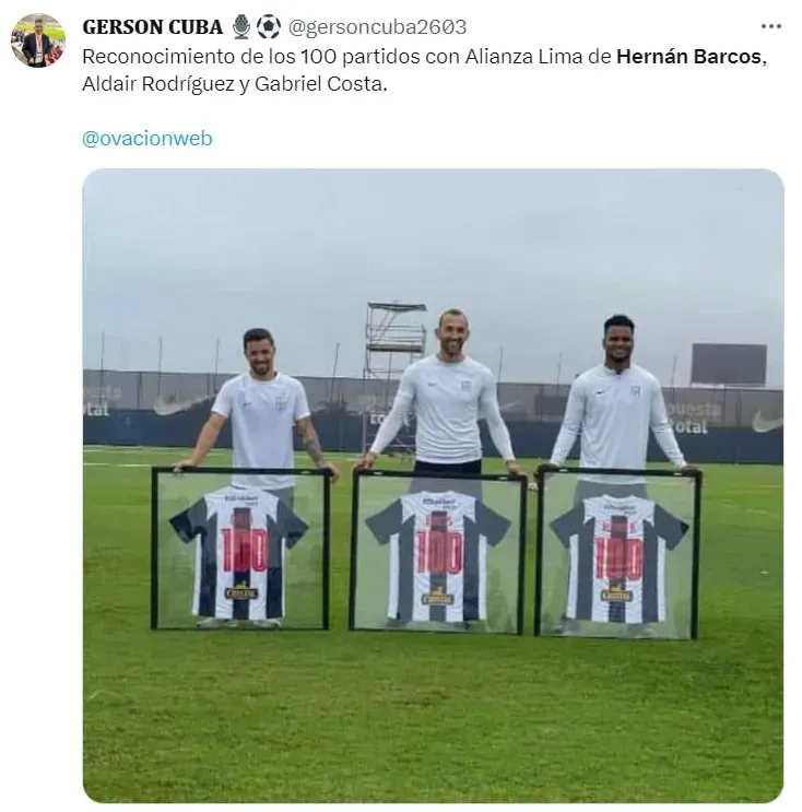 Alianza Lima hace poco condecoró a Hernán Barcos. | Créditos: Twitter @gersoncuba2603.