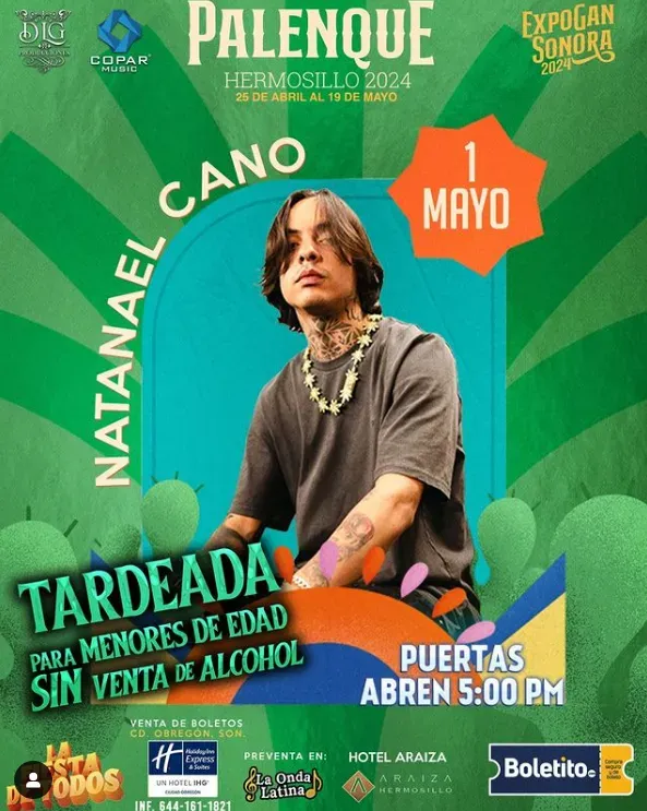 El concierto de Natanael Cano en el estado mexicano de Sonora será algo distinto a lo que nos tiene acostumbrados. Imagen: @expogansonora.
