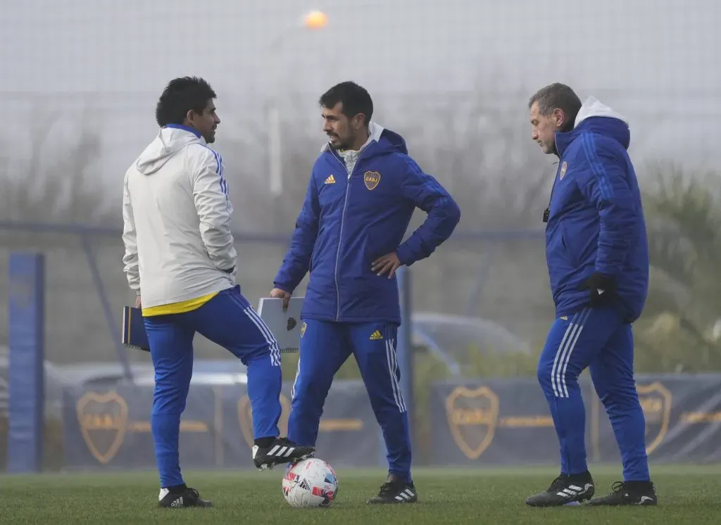 Leandro Gracian junto a Hubo Ibarra y Roberto Pompei en su paso por Boca.