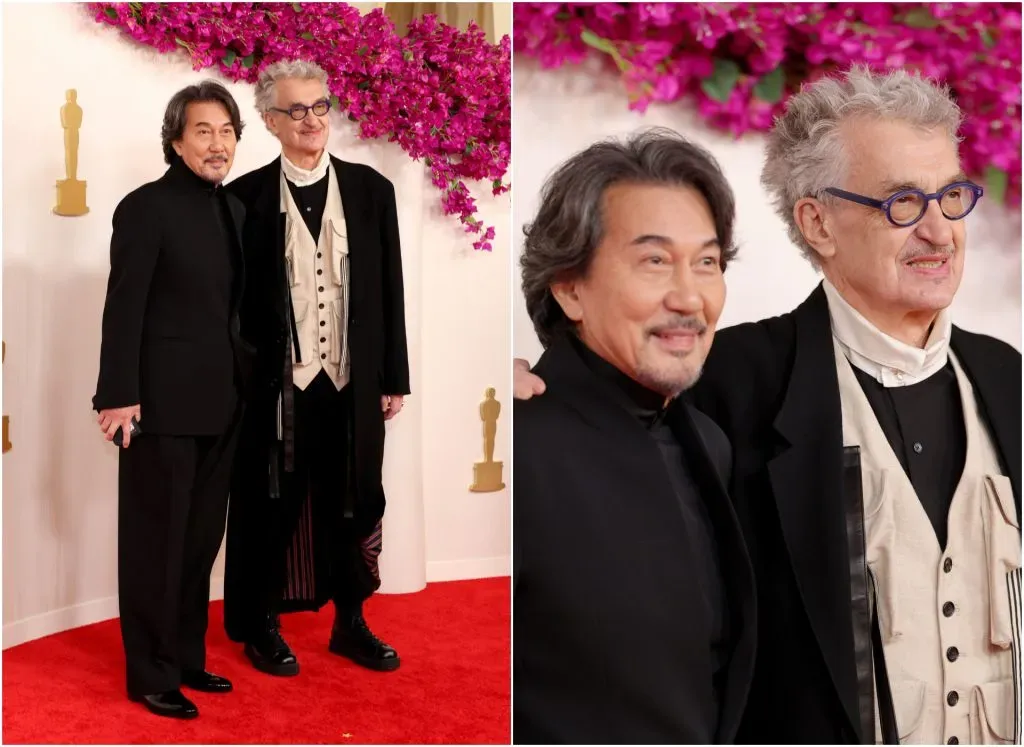 Wim Wenders and Koji Yakusho from “Perfect Days” (Mike Coppola/Getty Images)