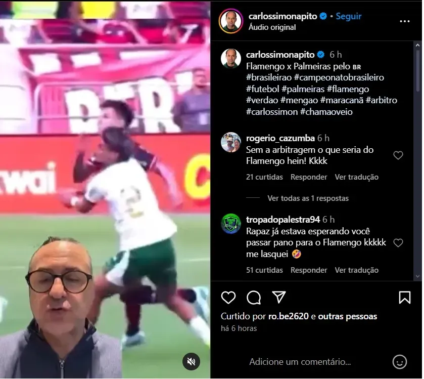 Print de publicação no Instagram de Simon