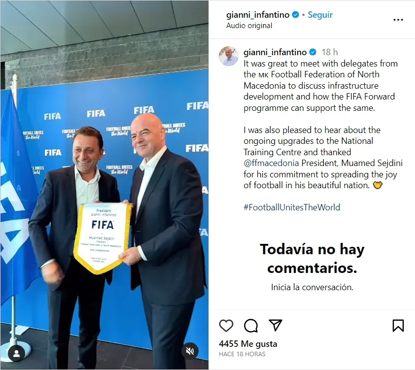 Las pruebas del copy paste de Infantino (Instagram)