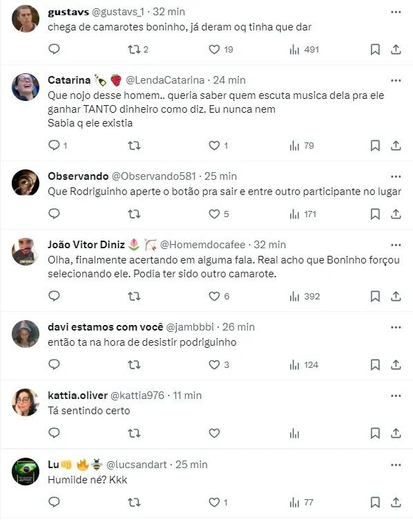 Internautas comentam sobre nova fala polêmica de Rodriguinho – Foto: Twitter