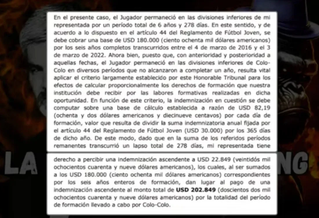 El dinero que Colo Colo le pide a Osorno (Fuente: La Hora de King Kong)