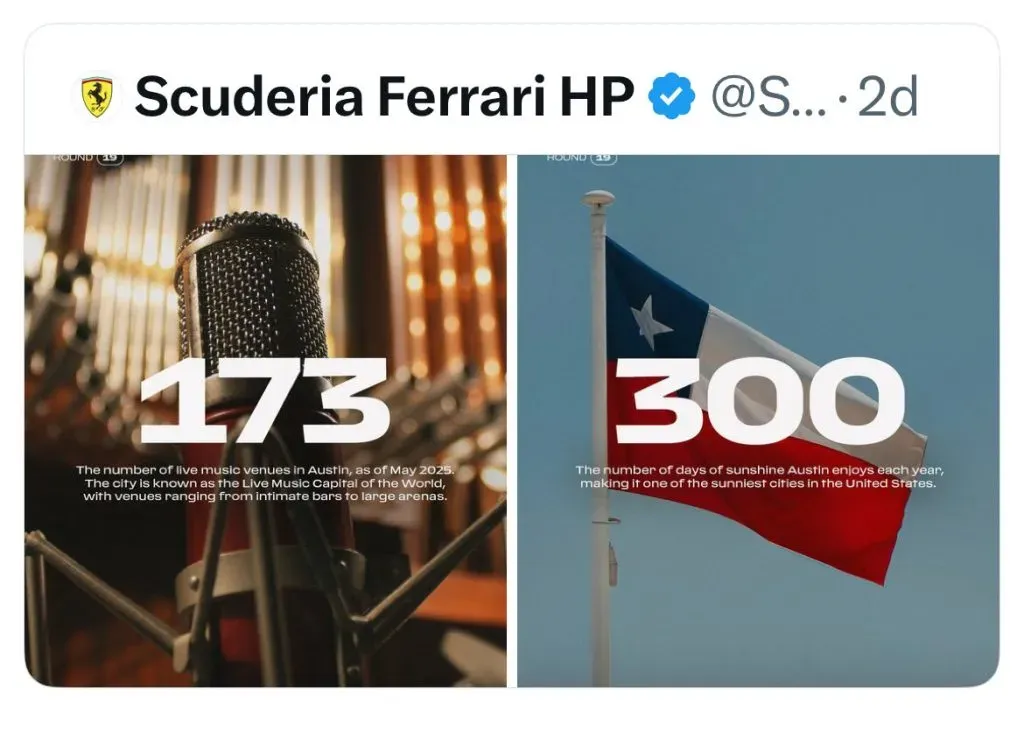 El post de Ferrari con la bandera de Chile.