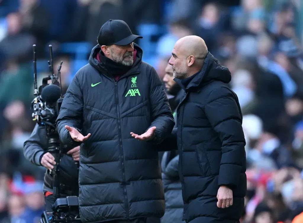 Klopp vs Guardiola. (Photo by Michael Regan/Getty Images)