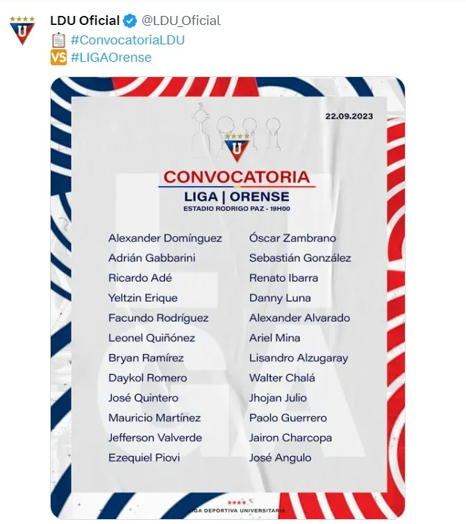 Paolo Guerrero fue convocado por Liga de Quito. | Créditos: Twitter @LDU_Oficial.