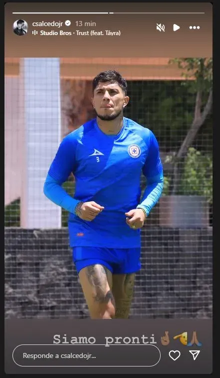 El mensaje de Carlos Salcedo que ilusiona a todo Cruz Azul (Instagram)