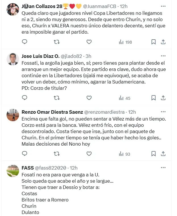 Hinchas de Universitario criticaron a Fossati. (Foto: Captura X Universitario)