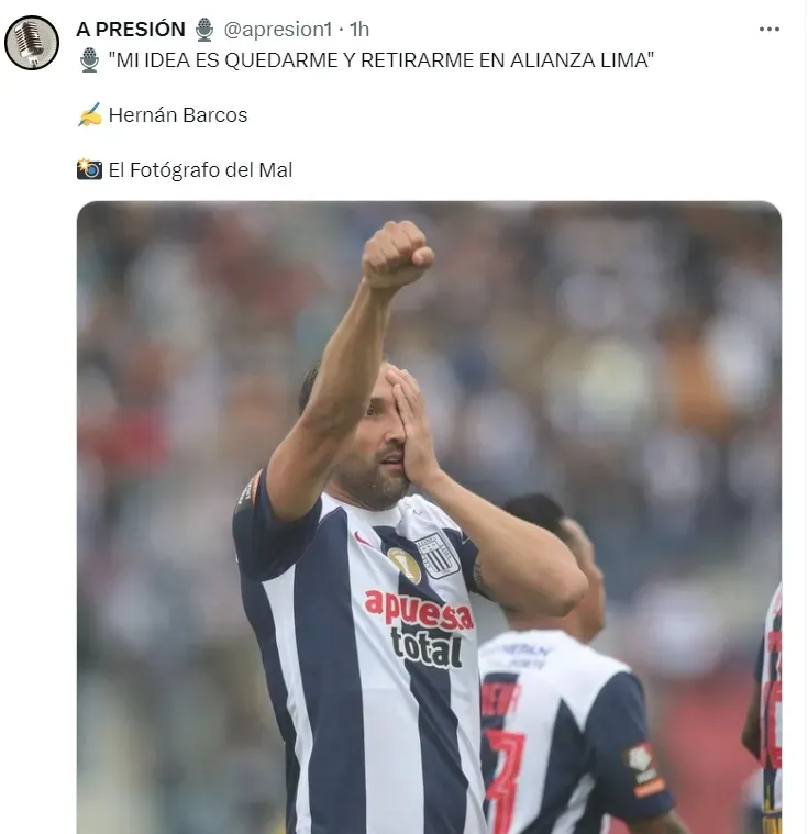 Hernán Barcos ya sabe qué hará en Alianza Lima. | Créditos: Twitter @apresion1.