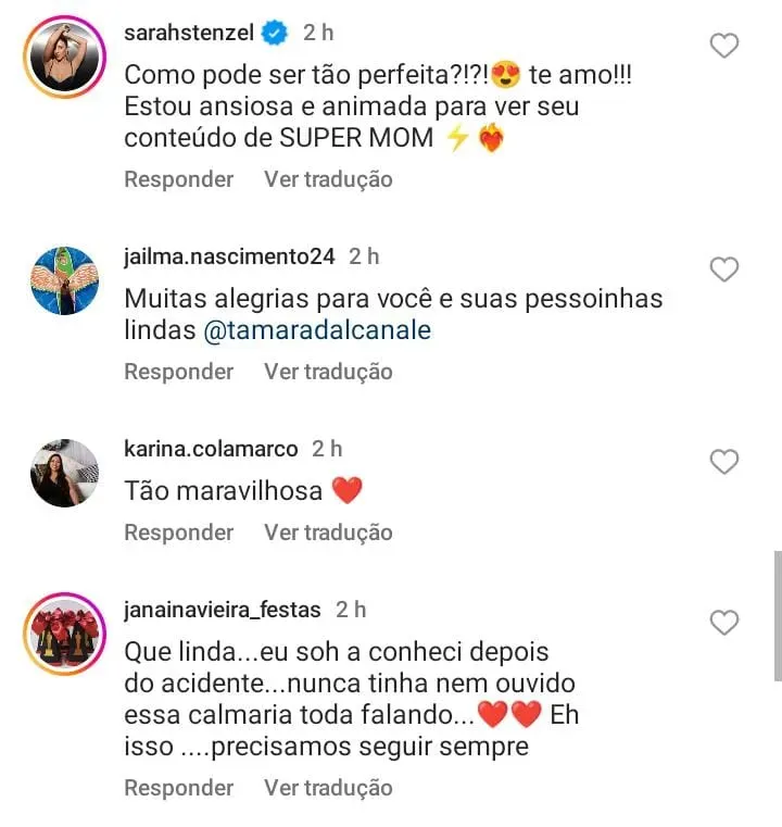 Comentários internautas – Foto: Instagram Tamara Dalcanale